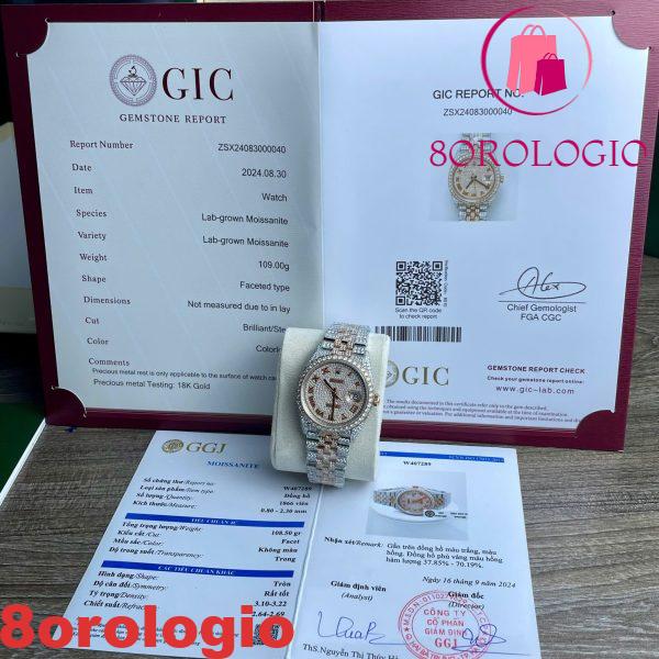 Rolex Datejust Two Tone 18K Gold Wrapped Quadrante Romano Iced Out Moissanite Migliore Replica 36mm Orologio - immagine 2