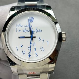 Rolex Datejust Who Cares I'm Already Late Quadrante Personalizzato Font Blu Replica 1:1 41mm Orologio