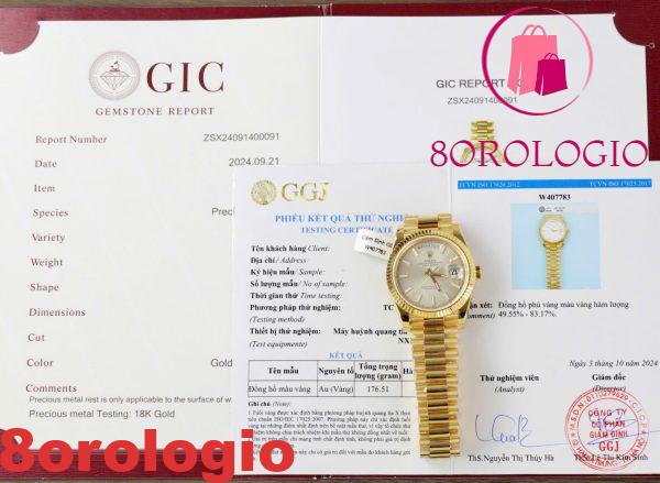 Replica GMF V3 Migliore Orologio Rolex Day Date 228238-0008 Quadrante Motivo Diagonale Argento Indici a Bastone Placcato Oro 18K 40mm Orologio - immagine 4