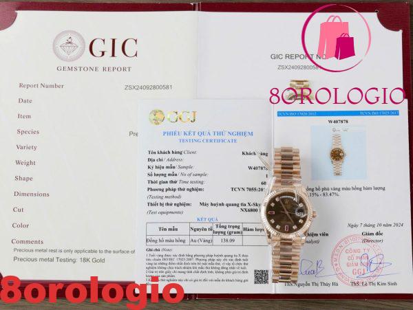 Replica 1:1 Rolex Day-Date 118235 Quadrante in Cioccolato con Diamanti e Rubini Oro Rosa 18K GMF 36mm Orologio - immagine 3
