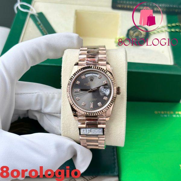 Rolex Day-Date 128235-0050 Oro Rosa Quadrante Grigio Ardesia con Diamanti 158g Replica di Alta Qualità QF 36mm Orologio - immagine 3