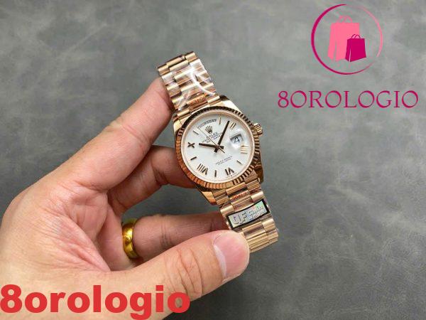 Replica Rolex Day-Date 128235-0070 Oro Rosa Quadrante Bianco 158g Super Clone QF 36mm Orologio