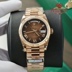 Rolex Day-Date 128235-0075 Quadrante Roman Ombré Marrone 158g Migliore Replica QF 36mm Orologio