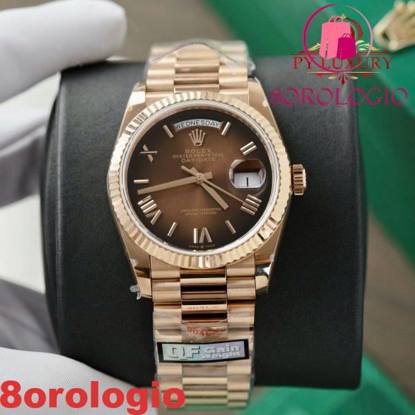 Rolex Day-Date 128235-0075 Quadrante Roman Ombré Marrone 158g Migliore Replica QF 36mm Orologio
