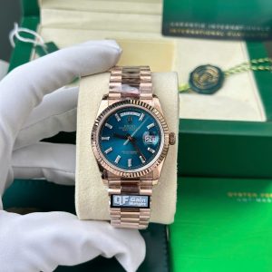 Rolex Day-Date 128235-0085 Quadrante con Diamanti Blu-Verde 158g Miglior Replica QF 36mm Orologio
