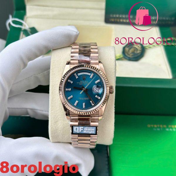Rolex Day-Date 128235-0085 Quadrante con Diamanti Blu-Verde 158g Miglior Replica QF 36mm Orologio - immagine 4