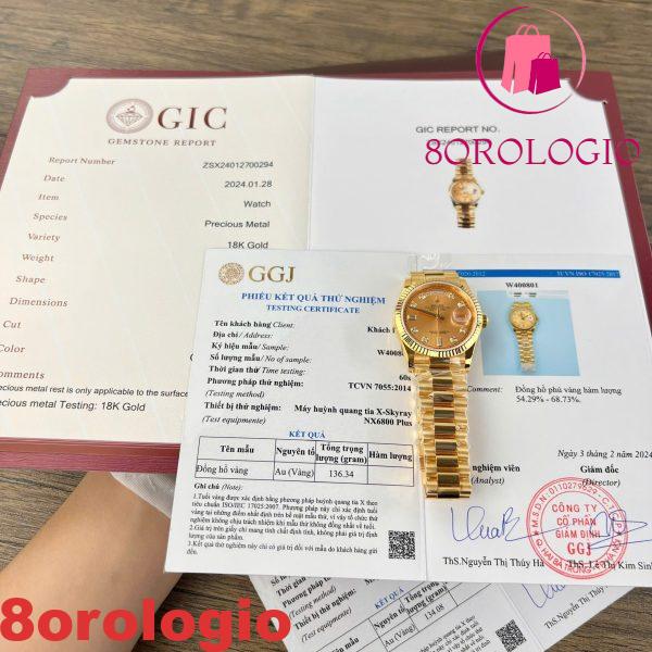 Rolex Day-Date 128238-0008 Quadrante Champagne con Diamanti 18K Oro Giallo Placcato 1:1 Replica GMF 36mm Orologio - immagine 2