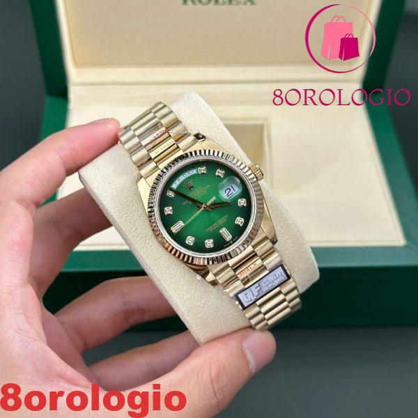 Replica Rolex Day-Date 128238-0069 Oro Giallo Quadrante Verde Ombré con Diamanti 158g Super Clone QF 36mm Orologio - immagine 2