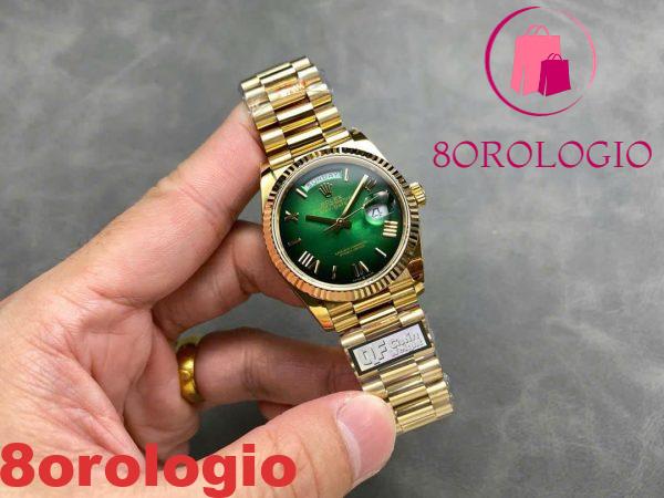 Rolex Day-Date 128238-0118 Oro Giallo Quadrante Verde Ombré Romano 158g Migliore Replica QF 36mm Orologio - immagine 3