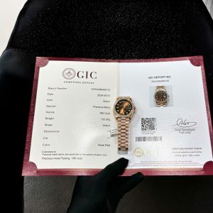 Rolex Day-Date 128345RBR Quadrante Marrone Ombré con Diamanti Oro 18K Avvolto Moissanite Personalizzato Replica 1:1 36mm Orologio