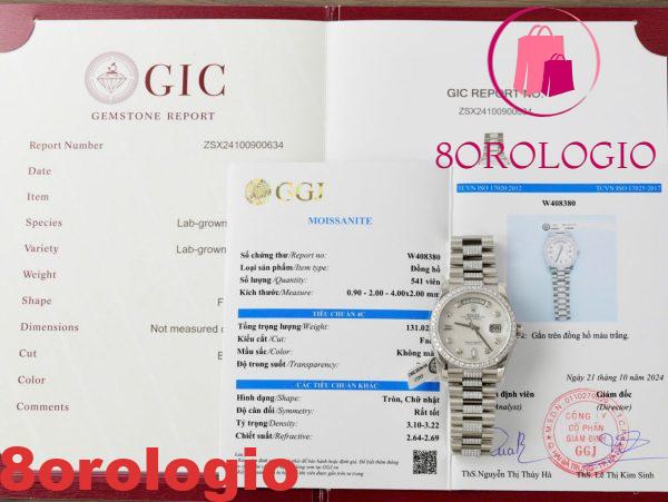 Rolex Day-Date 128349RBR Quadrante MOP Custom Ghiera e Bracciale in Moissanite Migliore Replica 36mm Orologio - immagine 5