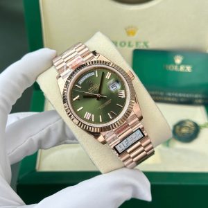 Rolex Day-Date 228235 Oro Rosa Quadrante Verde Oliva 187g Best Replica QF 40mm Orologio