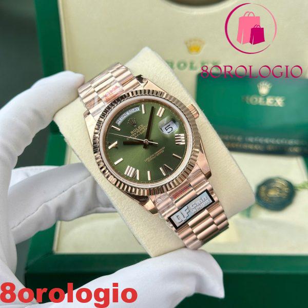Rolex Day-Date 228235 Oro Rosa Quadrante Verde Oliva 187g Best Replica QF 40mm Orologio