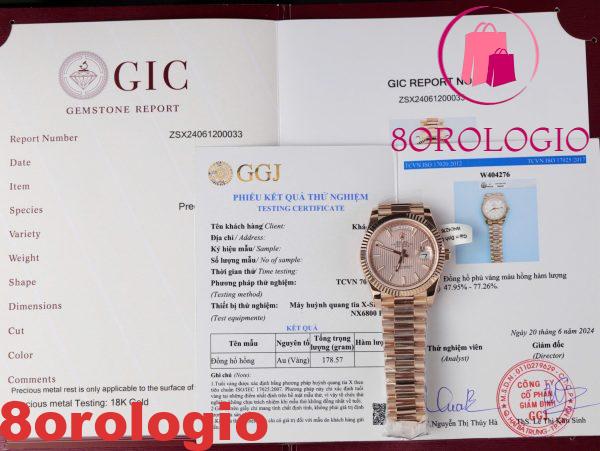 Rolex Day-Date 228235 Quadrante Sundust con Indici a Strisce Oro Rosa 18K Best Replica V3 GMF 40mm Orologio