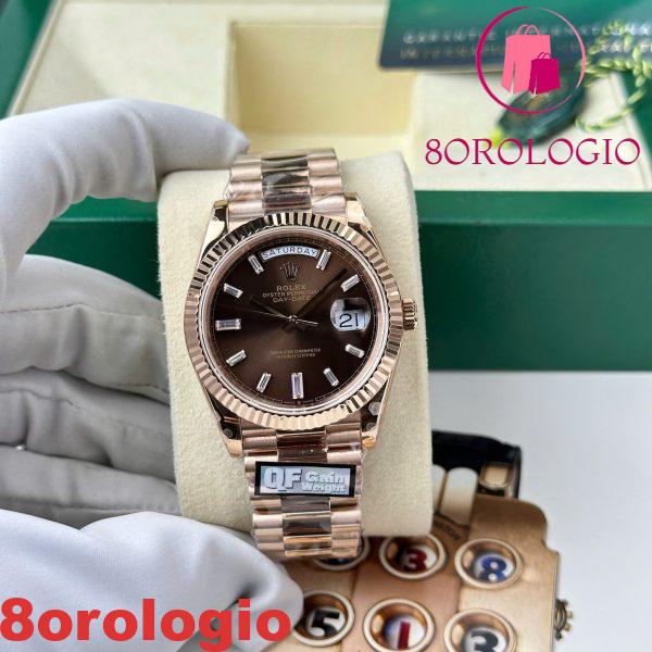 Rolex Day-Date 228235-0003 Quadrante Cioccolato con Diamanti Oro Rosa 186g Migliore Replica Q Factory 40mm Orologio - immagine 4