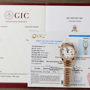 Rolex Day-Date 228235-0032 Quadrante Bianco con Indici Romani 18K Oro Rosa Rivestito Miglior Replica V3 GMF 40mm Orologio