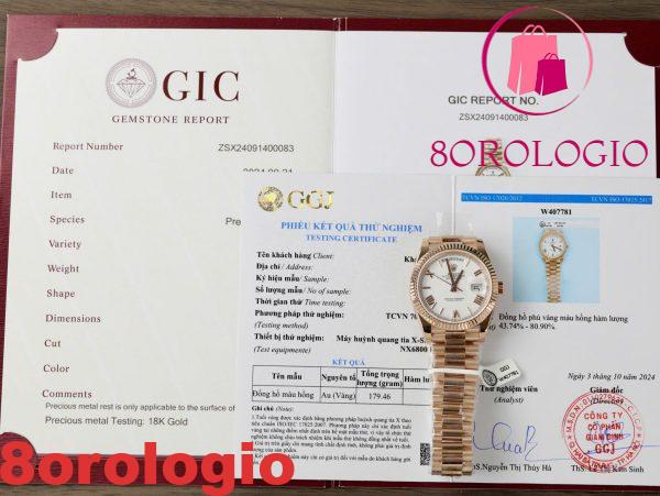 Rolex Day-Date 228235-0032 Quadrante Bianco con Indici Romani 18K Oro Rosa Rivestito Miglior Replica V3 GMF 40mm Orologio