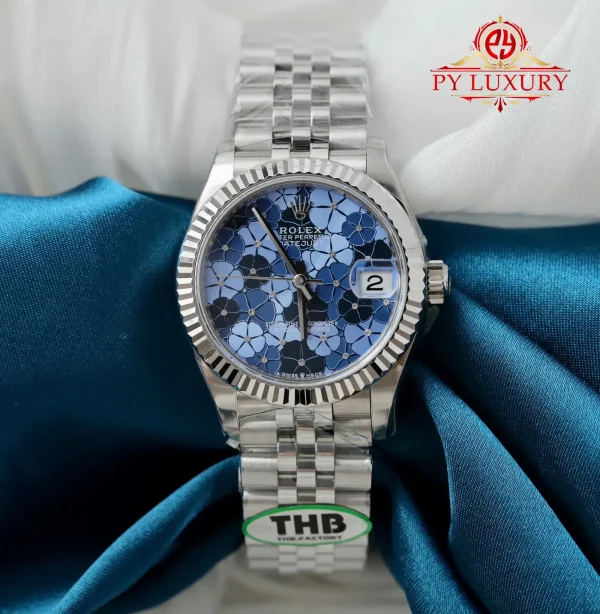Replica Rolex Datejust 278274 Quadrante Motivo Floreale Blu Bracciale Jubilee 1:1 Migliore THB 31mm Orologio - immagine 3