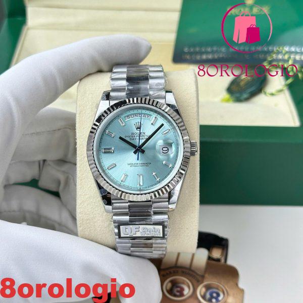 Replica Migliore Rolex Day-Date 228236-0006 Q Factory Quadrante Blu Ghiaccio con Baguette 188g 40mm Orologio - immagine 4