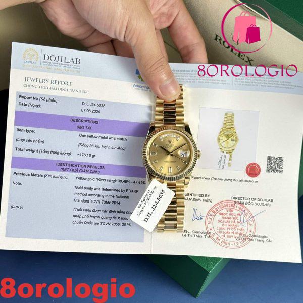 Rolex Day-Date 228238 18K Oro Giallo Replica Quadrante Champagne con Diamanti 177g GMF V3 Super Clone 40mm Orologio - immagine 4