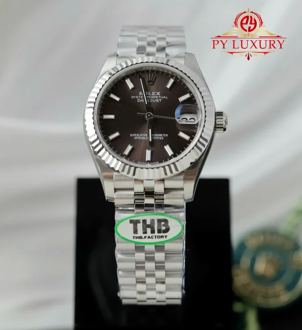 Rolex Datejust 278274 Quadrante Grigio Scuro Lunetta Zigrinata Bracciale Jubilee Miglior Replica THB 31mm Orologio - immagine 4