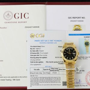 Rolex Day-Date 228238-0007 Quadrante Nero Motivo Indici 18K Oro Rivestito Migliore Replica V3 GMF 40mm Orologio