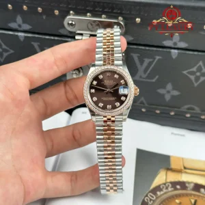 Replica Rolex Datejust 278381RBR in Oro Rosa Bicolore Quadrante Cioccolato Lunetta con Pietre Bracciale Jubilee Clonazione 1:1 THB 31mm Orologio