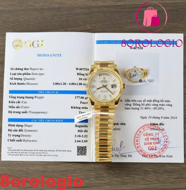 Rolex Day-Date 228238-0071 MOP Baguette Moissanite Indici Quadrante Rivestito in Oro Giallo 18K GMF V3 Migliore Replica 40mm Orologio - immagine 6