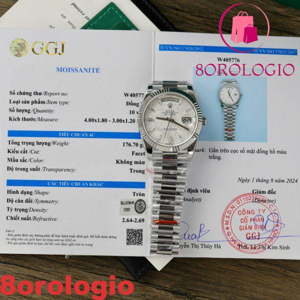 Rolex Day-Date 228239 Quadrante Meteorite Custom Moissanite Indici Ora GMF V3 Migliore Replica 40mm Orologio - immagine 3
