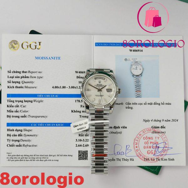 Rolex Day-Date 228239 Quadrante MOP Baguette Moissanite Indici GMF V3 Migliore Replica 40mm Orologio - immagine 4