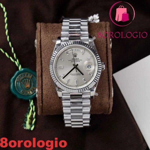 Rolex Day-Date 228239 Quadrante Baguette Argento 177g Migliore Replica V3 GMF 40mm Orologio - immagine 6