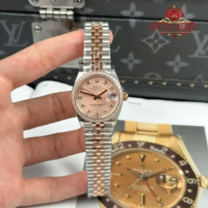 Replica Rolex Datejust 278381RBR Due Tono Oro Rosa Quadrante Color Rosa Lunetta con Pietre Bracciale Jubilee 1:1 Miglior Clone THB 31mm Orologio