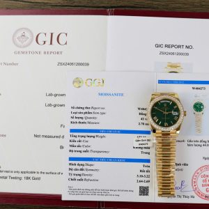 Replica 1:1 GMF V3 Rolex Day-Date 228348RBR Quadrante Verde Pastello 18k Oro Placcato con Ghiera in Moissanite 40mm Orologio