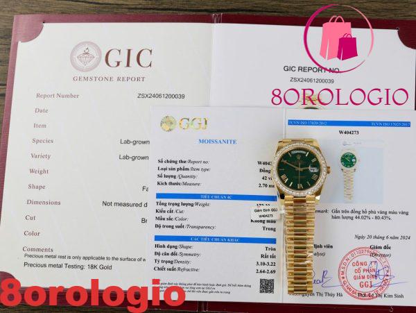 Replica 1:1 GMF V3 Rolex Day-Date 228348RBR Quadrante Verde Pastello 18k Oro Placcato con Ghiera in Moissanite 40mm Orologio - immagine 2
