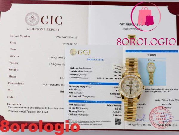 Rolex Day-Date 228348RBR-0037 Quadrante Pavé di Diamanti 18k Oro Avvolto Replica Personalizzata Moissanite GMF V3 Super Clone 40mm Orologio