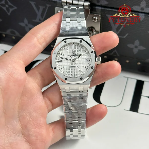 Audemars Piguet Royal Oak 15450ST Quadrante Bianco Bracciale in Acciaio Miglior Replica APS Factory 37mm Orologio - immagine 5