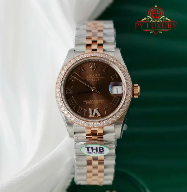 Rolex Datejust 278381RBR-0006 Due Tono Quadrante Cioccolato Ghiera con Diamanti Jubilee Miglior Replica THB 31mm Orologio