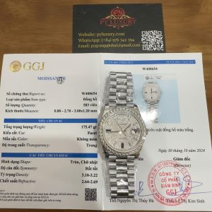Rolex Day-Date 228349RBR Custom Moissanite Bezel Paved Moissanite Dial GMF V3 Miglior Replica 40mm Orologio