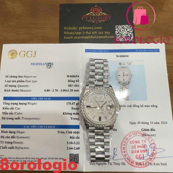 Rolex Day-Date 228349RBR Custom Moissanite Bezel Paved Moissanite Dial GMF V3 Miglior Replica 40mm Orologio - immagine 7