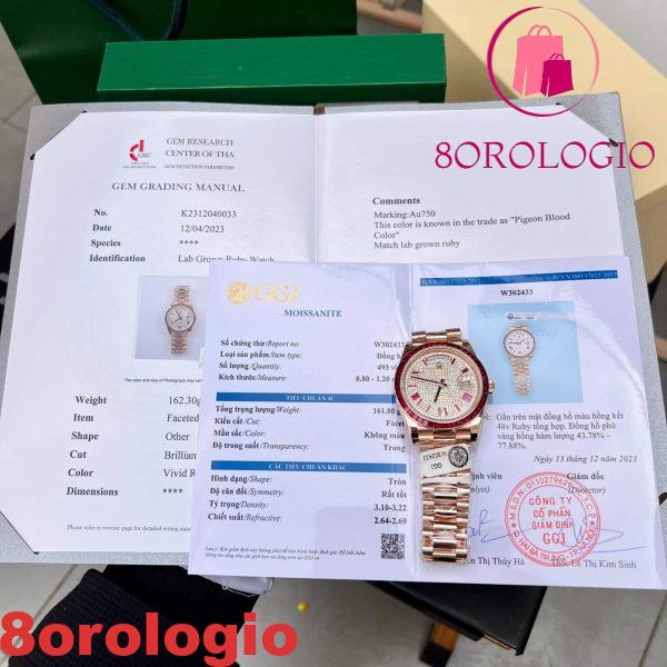 Rolex Day-Date 228398TRU 18K Gold Wrapped Quadrante in Moissanite Replica con Ghiera in Rubino GMF V3 Super Clone 40mm Orologio