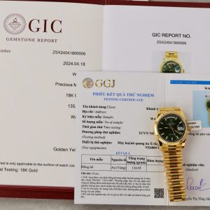 Replica Rolex Day-Date 36 mm Quadrante Verde Luminoso in Oro Giallo 18K  Orologio