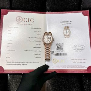 Rolex Day-Date 36 Quadrante in Meteorite Oro Rosa 18K Replica Migliore con Quadrante in Moissanite Personalizzato e Bracciale in Moissanite 36mm Orologio