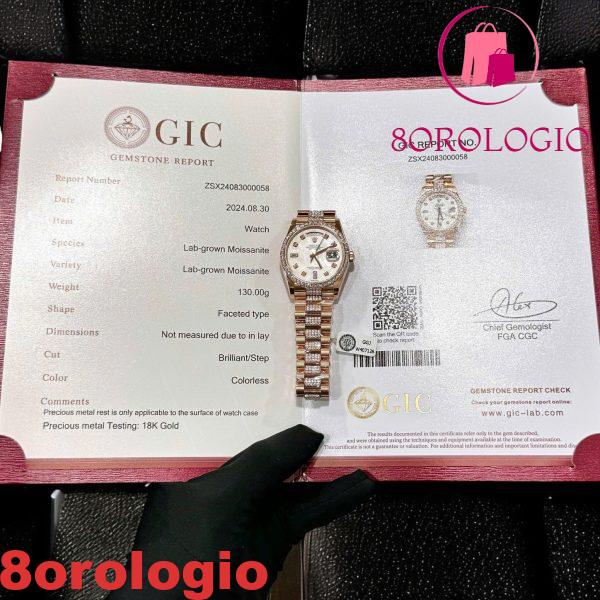 Rolex Day-Date 36 Quadrante in Meteorite Oro Rosa 18K Replica Migliore con Quadrante in Moissanite Personalizzato e Bracciale in Moissanite 36mm Orologio - immagine 8