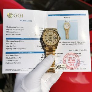 Rolex Day-Date 40 Oro Giallo 18k Rivestito Quadrante Pavé di Diamanti Arcobaleno Replica GMF V3 Super Clone 40mm Orologio