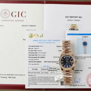 Rolex Day-Date 40 Quadrante Blu Baguette Oro Rosa 18K Wrapped Migliore Replica Q Factory 40mm Orologio