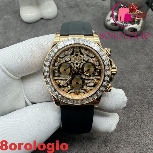 Rolex Cosmograph Daytona 116588TBR Eye Of The Tiger Replica Personalizzato Oro Massiccio 18K Cinturino Oysterflex 40mm Orologio - immagine 4