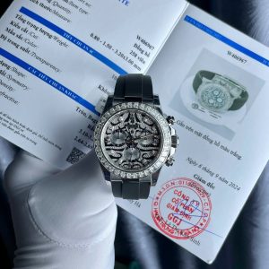 Rolex Daytona 'Eye Of The Tiger' 116589TBR Custom Moissanite Cinturino in Gomma Migliore Replica 40mm Orologio