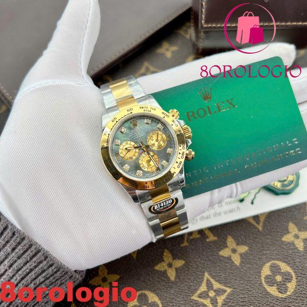 Rolex Daytona 116503 Due Toni Oro Giallo Quadrante Nero MOP Bracciale Oyster Replica 1:1 40mm Orologio - immagine 3