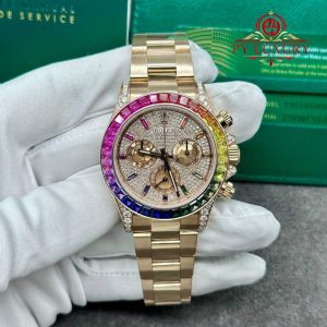 Rolex Daytona 116505 Diamanti Arcobaleno Quadrante Pavé Oro Rosa 18K Pietre Preziose Naturali 40 mm Replica Orologio