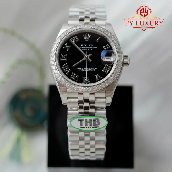 Replica migliore Rolex Datejust 278384RBR Quadrante Nero Romano Lunetta con Diamanti Bracciale Jubilee THB 31mm Orologio - immagine 3